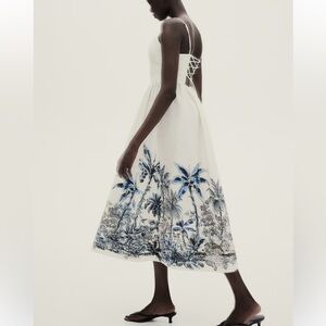 NWT Palm White and Blue Dress